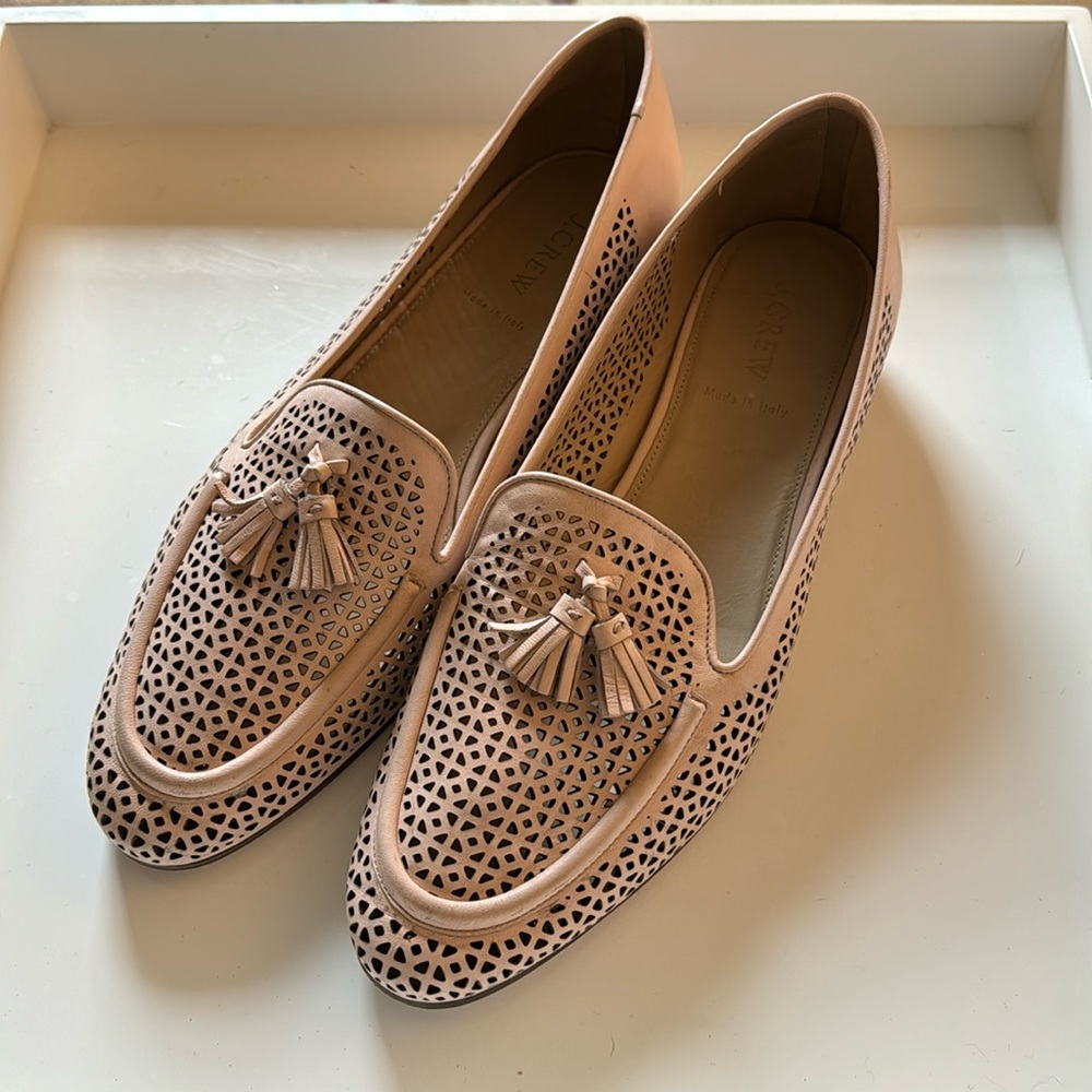 J.Crew Pale Pink Laser Cut Loafers